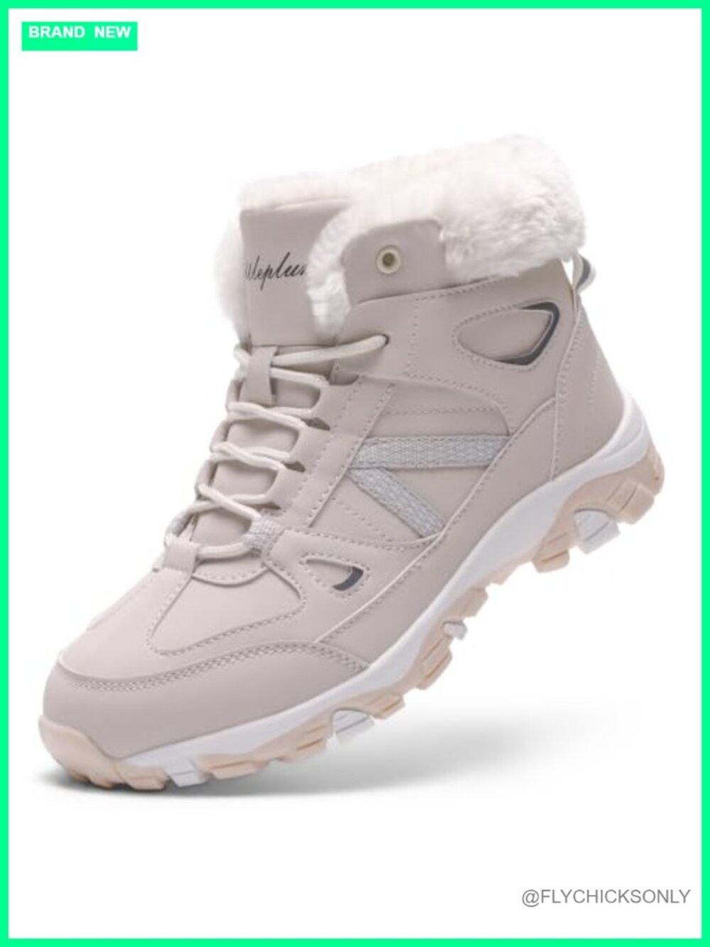 Womens Snow Boots Fur Lined PU Anti Slip Winter Lace Up Ankle Booties